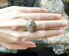 SJ2753 - White Sapphire with Yellow Sapphire and Diamond Ring Set in 18 Karat White Gold