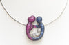 SJ1411 - Sapphire, Ruby, Diamond Father, Mother and Child Necklace Set 18K White Gold
