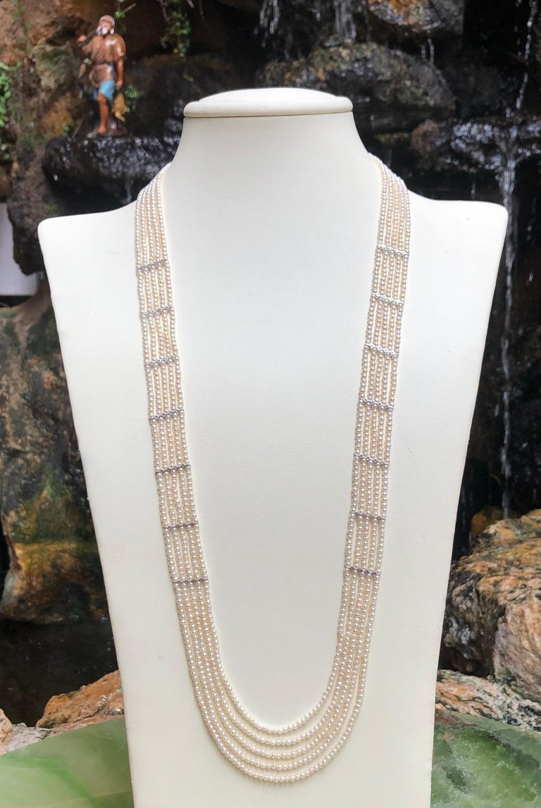 JN0040U - Fresh Water Pearl & Diamond Necklace Set in 18 Karat White Gold