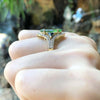 SJ3243 - Green Tourmaline, Blue Sapphire and Brown Diamond Ring in 18 Karat Gold Settings