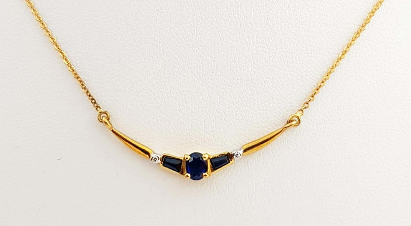 SJ6057 - Blue Sapphire with Diamond Necklace Set in 18 Karat Gold Settings