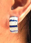 JE13915Z - Blue Sapphire & Diamond Earrings in 18 Karat White Gold Setting
