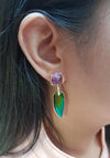 SJ3004 - Scarab Amethyst with Diamond Scarab Earrings Set in 18 Karat Rose Gold Settings
