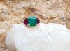 SJ6256 - Emerald with Ruby Ring Set in Platinum 950 Settings