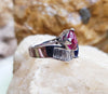 SJ1886 - GIA Certified Heart Shape Burmese Ruby, Sapphire with Diamond Ring in Platinum
