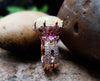SJ2625 - Opal with Pink Sapphire and Brown Diamond Ring in 18 Karat Rose Gold Settings