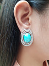 SJ1886 - Turquoise with Diamond Earring Set in 18 Karat White Gold Settings