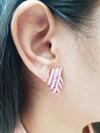 SJ2014 - Pink Sapphire with Diamond Earrings Set in 18 Karat Rose Gold Settings