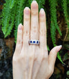 SJ2585 - Blue Sapphire with Diamond Ring Set in 18 Karat White Gold Settings