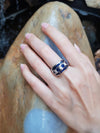 SJ2585 - Blue Sapphire with Carat Ring Set in 18 Karat White Gold Settings