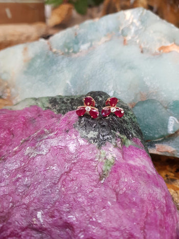 JE0465R - Ruby & Diamond Earrings Set in 18 Karat Rose Gold Setting