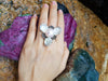 SJ2592 - Fresh Water Pearl with Brown Diamond Ring Set in 18 Karat White Gold Settings