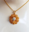 SJ1886 - Yellow Sapphire with Diamond Flower Brooch or Pendant Set in 18 Karat Gold