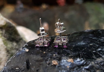 JE0086Q - Pink Sapphire & Diamond Earrings Set in 18 Karat White Gold Setting