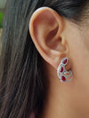 SJ1866 - Ruby with Diamond Earrings Set in 18 Karat White Gold Settings