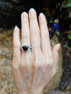 JR0582R - Heart Shape Blue Sapphire with Diamond Ring Set in 18 Karat White Gold Settings