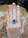 SJ6080 - Blue Sapphire with Diamond Ring Set in 18 Karat White Gold Settings