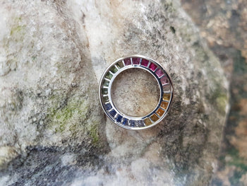 SJ6221 - Rainbow Colour Sapphire Circle Pendant Set in 18 Karat White Gold Settings