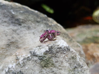 SJ6203 - Pink Sapphire with Diamond Flower Pendant Set in 18 Karat White Gold Settings