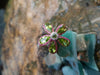 SJ1671 - Peridot with Pink Sapphire and Diamond Flower Rings Set in 18 Karat White Gold