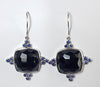 SJ2146 - Onyx with Blue Sapphire Earrings Set in 18 Karat White Gold Settings
