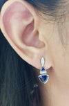 SJ6138 - Triangular Shape Blue Sapphire, Diamond Earrings Set in 18k White Gold Settings