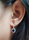 SJ6056 - Blue Sapphire with Diamond Earrings Set in 18 Karat White Gold Settings