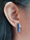 SJ2077 - Blue Sapphire with Diamond Earrings Set in 18 Karat Gold Settings