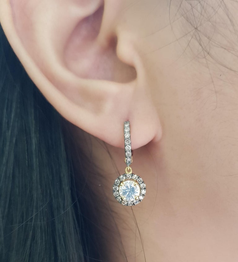 SJ2565 - White Sapphire with Brown Diamond Earrings Set in 18 Karat Gold Settings