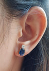 SJ2366 - Blue Sapphire with Diamond Earrings Set in 18 Karat Gold Settings