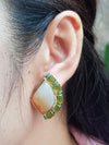 SJ6258 - Jade with Peridot and Tsavorite Earrings Set in 18 Karat Rose Gold Settings