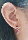 SJ2337 - Ruby with Diamond Huggies/Hoop Earrings Set in 18 Karat Gold Settings