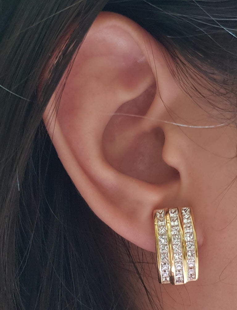 SJ2286 - White Sapphire Earrings Set in 18 Karat Gold Settings