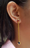 SJ6229 - Cabochon Blue Sapphire and Cabochon Ruby Earrings set in 18 Karat Gold Settings