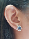 SJ2256 - Blue Sapphire with Diamond Earrings Set in 18 Karat White Gold Settings