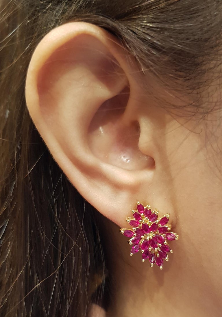 SJ2086 - Ruby Earrings Set in 18 Karat Gold Settings