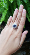 SJ6088 - Blue Sapphire with Diamond Ring Set in 18 Karat White Gold Settings