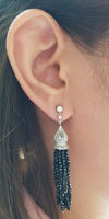 JE0014P - Diamond & Black Spinel Earrings Set in 18 Karat White Gold Setting