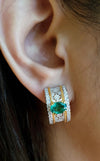 SJ1527 - Emerald with Diamond Earrings Set in 18 Karat Gold Settings