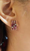 SJ6144 - Ruby with Diamond Earrings Set in 18 Karat Gold Settings