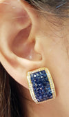 SJ1629 - Blue Sapphire with Diamond Earrings Set in 18 Karat Gold Settings
