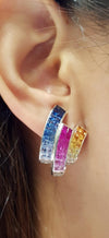 SJ1355 - Multi-Color Sapphire Earrings Set in 18 Karat White Gold Setting