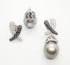JE0365R - Tahitian South Sea Pearl & Black and White Diamond Detachable Earrings in 18K White Gold
