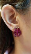 SJ1630 - Ruby with Diamond Earrings Set in 18 Karat Gold Settings