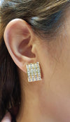 SJ6152 - White Sapphire Earrings Set in 18 Karat Gold Settings