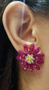 SJ1466 - Ruby with Diamond Earrings Set in 18 Karat Gold Settings