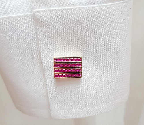 SJ6147 - Ruby Cufflinks Set in 18 Karat Gold Settings