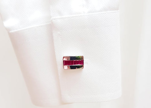 SJ1471 - Ruby Cufflinks Set in 18 Karat White Gold Settings