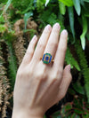 SJ6031 - Blue Sapphire & Tsavorite Garnet Ring 18k Gold by Kavant & Sharart