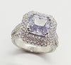SJ1452 - White Sapphire with Diamond Ring Set in 18 Karat White Gold Settings